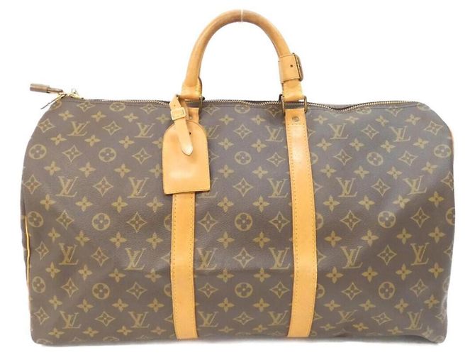 Bolsa Boston Louis Vuitton Monogram Keepall 50cm Marrom