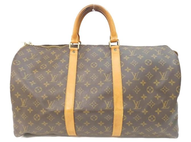 Louis Vuitton Monogram Keepall 50cm Boston Bag Braun