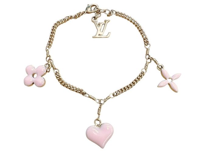 Pulseira Charm Monogram Louis Vuitton Rosa Dourado
