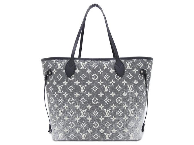 Louis Vuitton Monogram Jacquard Denim Neverfull MM Handtasche Grau