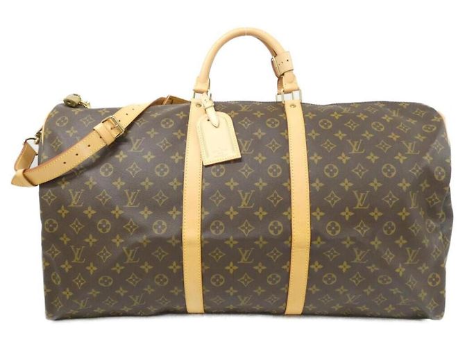 Louis Vuitton Monogram Keepall Bandoulière 60cm Bolso Boston Castaño