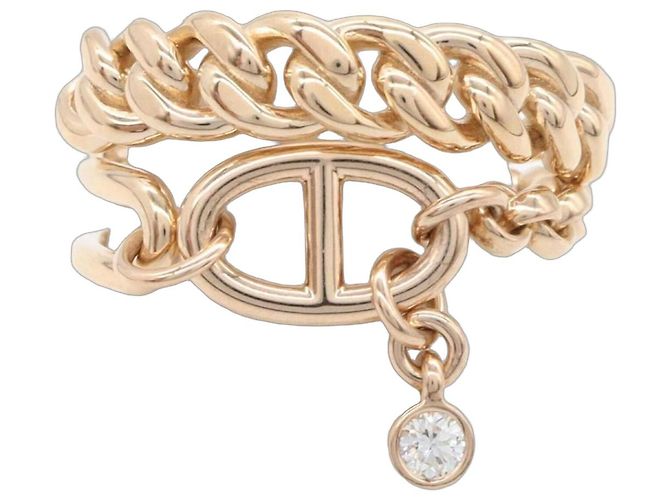 Hermès Chaine d'Ancre Chaos Diamant Ring Pink