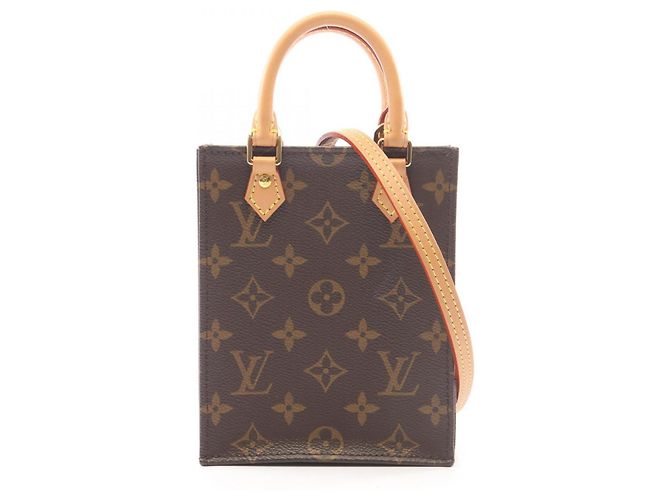 Borsa Louis Vuitton Petite Sac Plat Marrone Monogramma