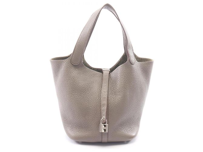 Hermès Bolsa Hermes Picotin Lock MM Bege Cinza
