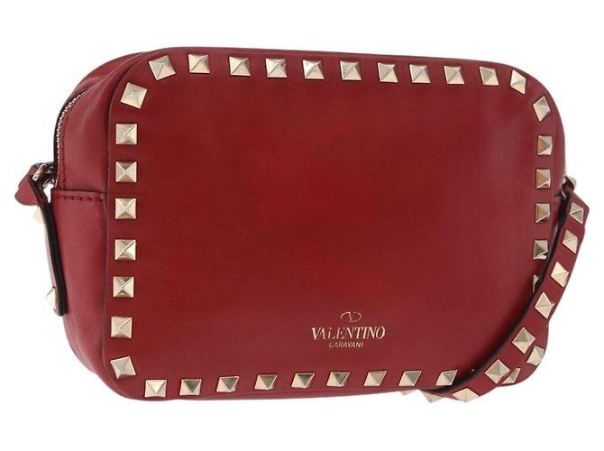 Valentino Garavani Rockstud Camera em couro Vermelho