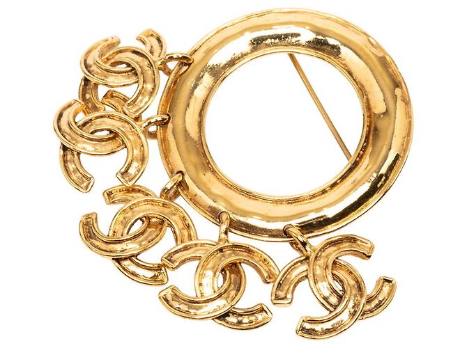 Chanel Vintage Coco Mark Brosche 94P Vergoldet Golden