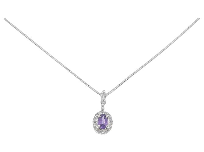 Autre Marque Au750 Saphir-Diamant-Halskette Silber
