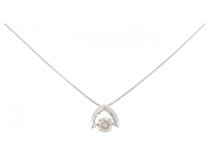 Autre Marque Platin-Diamant-Halskette Silber