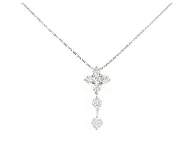 Autre Marque Platin-Diamant-Blumenhalskette Silber