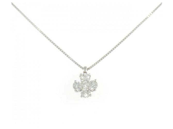 Autre Marque Platin-Diamant-Blumenhalskette Silber