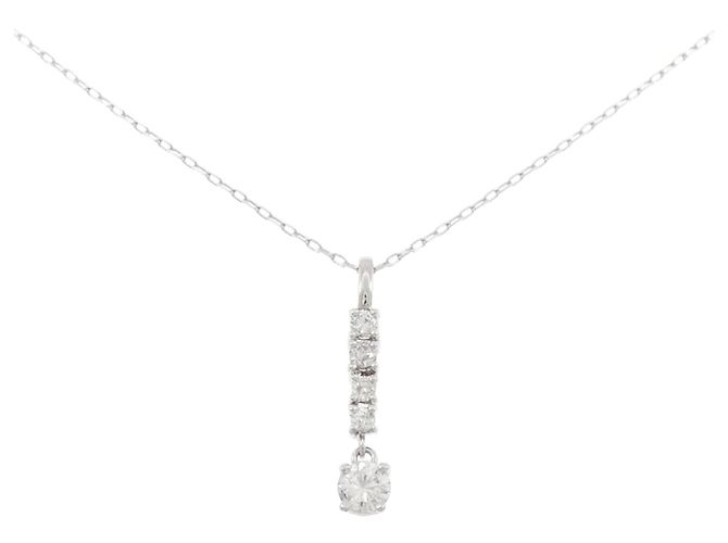 Autre Marque Pt900/Pt850 Diamant-Halskette Silber