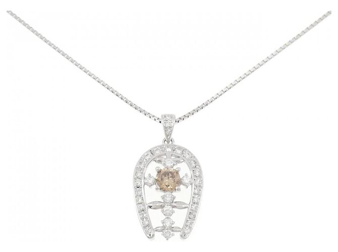 Autre Marque Diamant-Halskette PT900 PT850 Silber