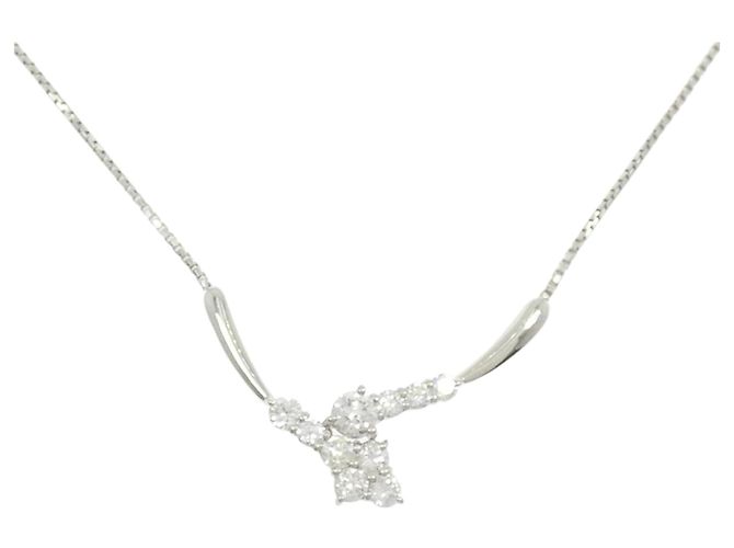 Autre Marque Diamant Halskette Pt900 Pt850 Silber