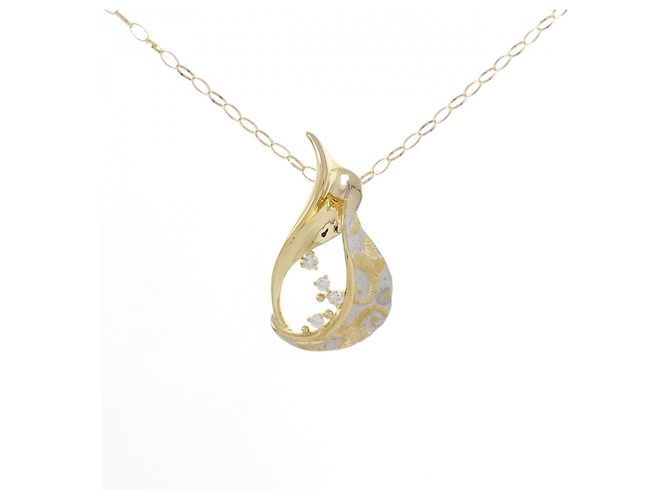 Autre Marque Colar com pingente de Au750 e diamante Dourado