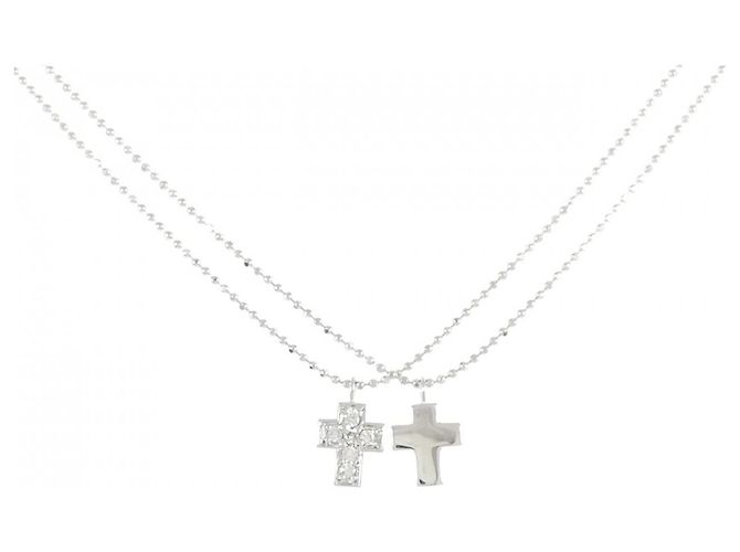 Autre Marque Collar de Cruz de Diamantes Au750 Plata