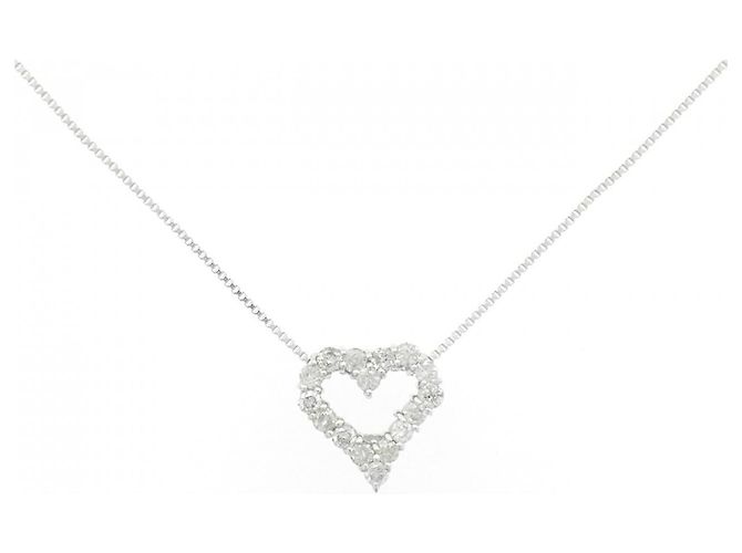 Autre Marque Au750 Weißgold Herz Diamant Halskette Silber
