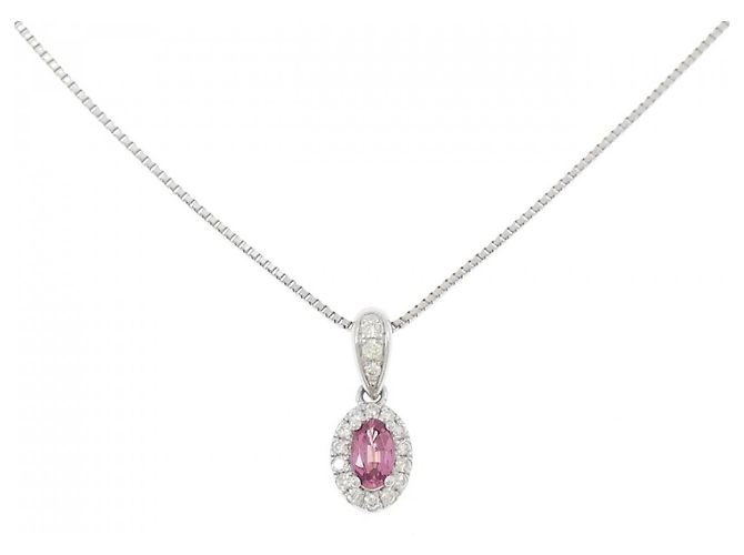 Autre Marque Collana in Spinello e Diamante Pt950/Pt850 Argento