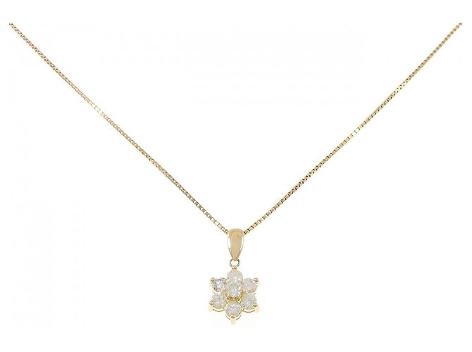Autre Marque Collar de Flor de Diamantes Au750 Dorado