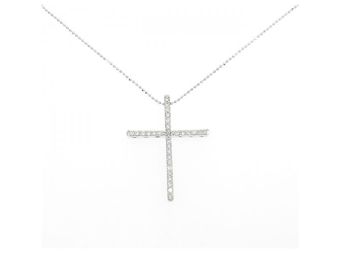 Autre Marque Collana a Croce con Diamanti Au750 Argento