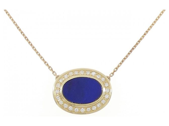 Autre Marque Collana in Lapis Lazuli e Diamanti K14YG K18YG Blu