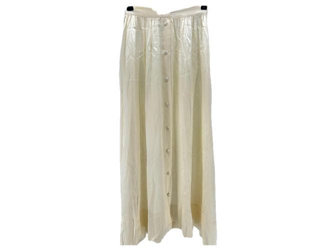Autre Marque Falda de seda blanca con botones DEITAS Blanco