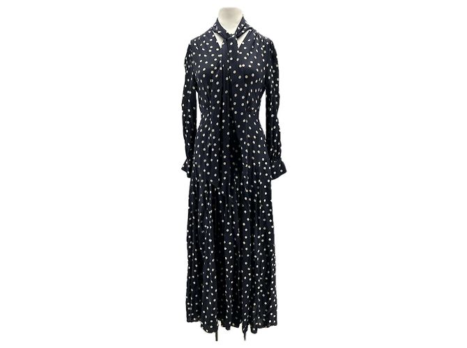 Autre Marque RIXO Langes beschwertes Seidenkleid Schwarz