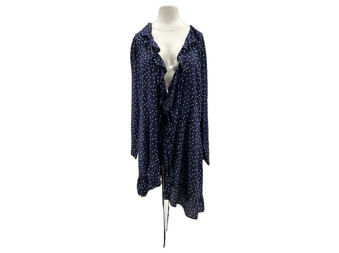 Autre Marque Vestido de seda azul DESIGN XL