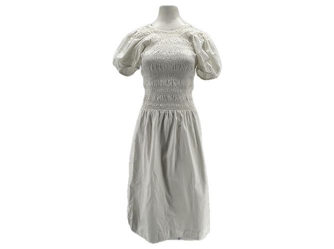 Vestido Ganni branco com as costas nuas em algodão