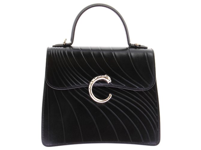 Borsa a mano Cartier in pelle nera Nero