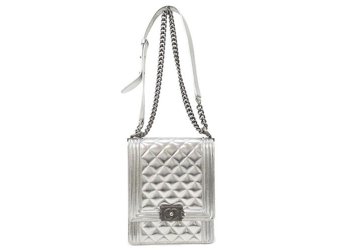 Chanel Boy Line AS0130 Shoulder Bag Silvery