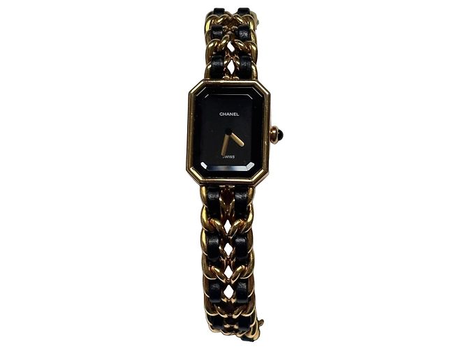 Chanel Première Uhr in Goldoptik und Leder Schwarz Golden