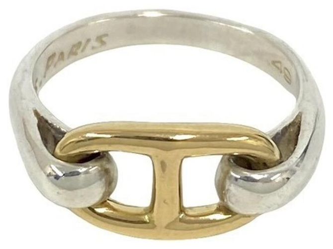 Hermès HERMES Chaine d'Ancre Ring Silvery Golden 