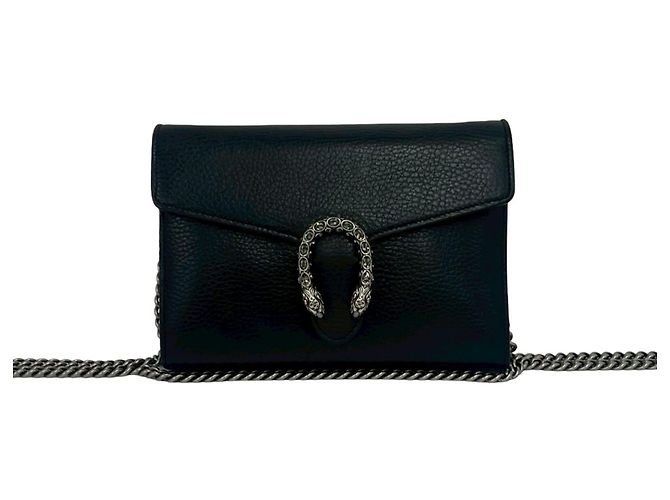 Mini bolsa de ombro Gucci Dionysus em couro com corrente Preto