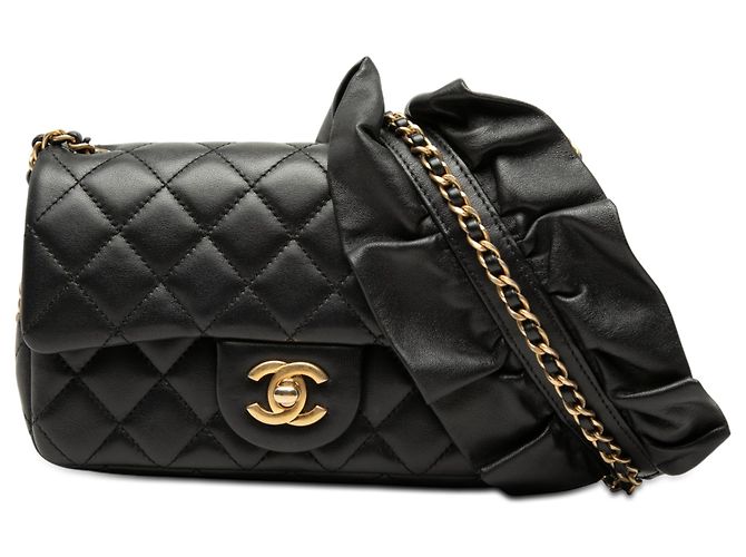 Chanel Black Mini Rectangular Classic Lambskin Romance Single Flap Noir
