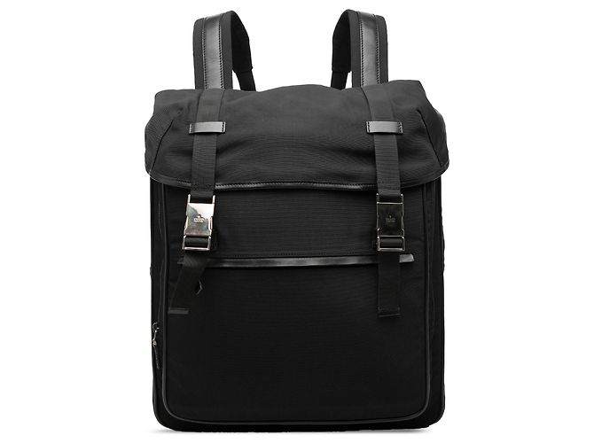 Sac à dos Gucci en nylon noir à double boucle