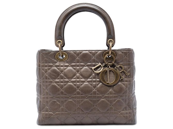 Dior Lady Dior en agneau métallisé marron taille Medium