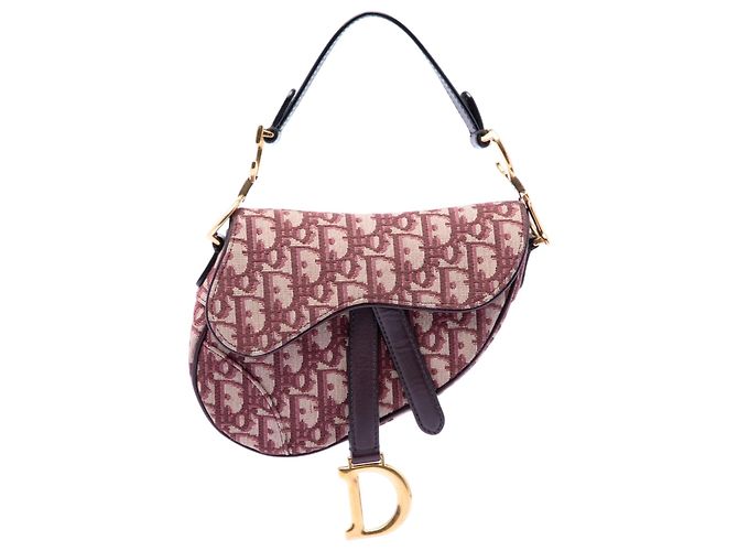 Bolsa Saddle em lona Oblique Dior vermelha mini Vermelho Bordeaux