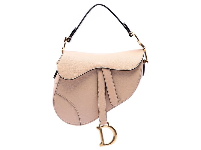 Borsa Saddle Dior beige in pelle di vitello granulata mini