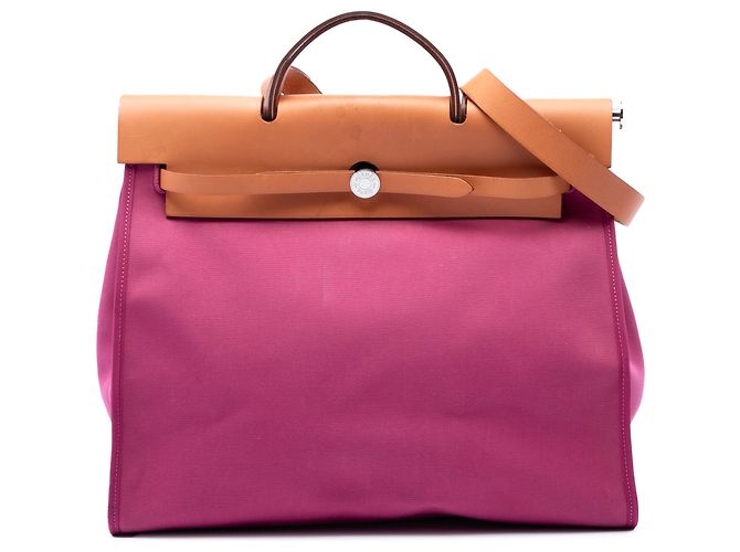 Hermès Pink Toile Herbag Zip 39 Rosa