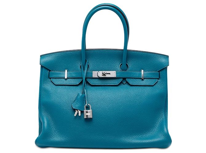 Hermès Blue Clemence Verso Birkin Retourne 35 Bleu
