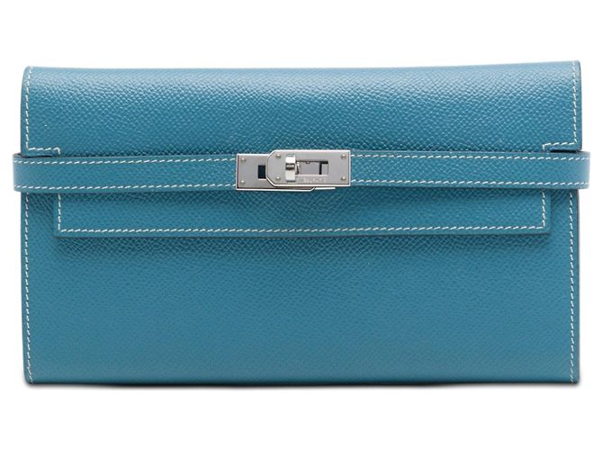 Hermès Blue Epsom Kelly Longue Wallet