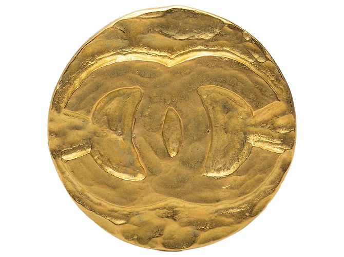 Chanel Gold CC runde Brosche vergoldet Golden