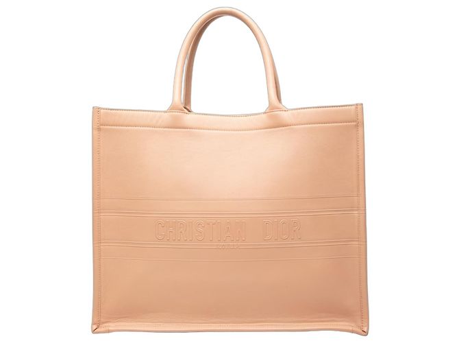 Book Tote Dior em couro de bezerro com relevo marrom Large Caramelo