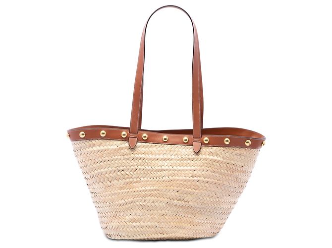 Céline Celine Beige Large Raffia Classic Studded Panier Tote