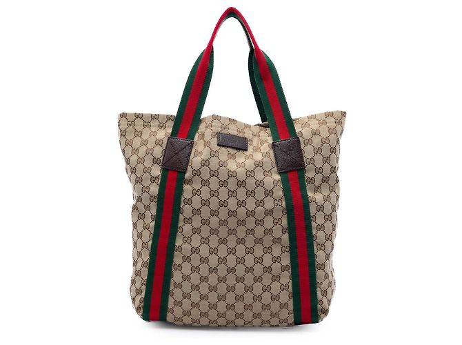 Gucci Beige GG Canvas Web Tote