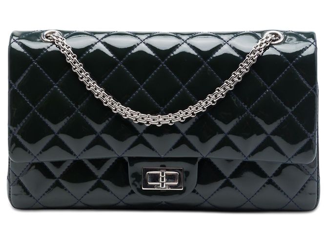 Chanel Blue Quilted Patent Reissue 2.55 Double Flap 227 Azul Azul marino