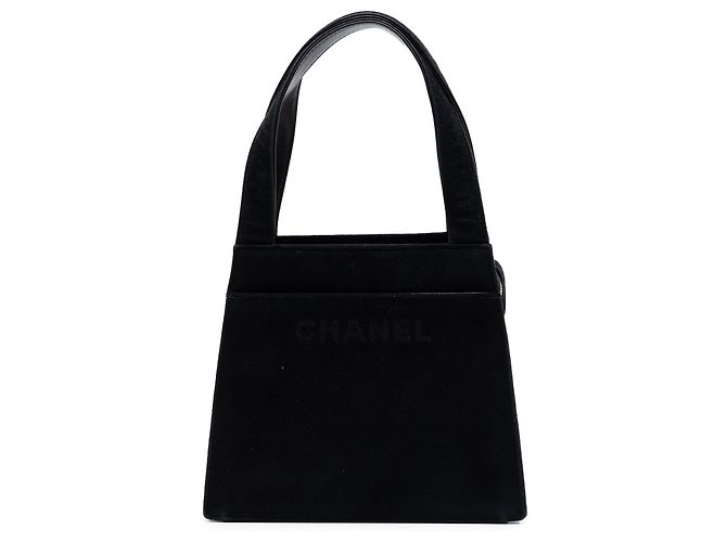 Sac à main Chanel en daim noir avec logo