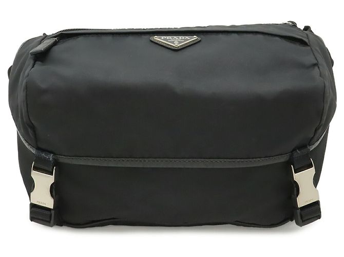 Borsa a tracolla Prada Nylon Leather Triangle Nero