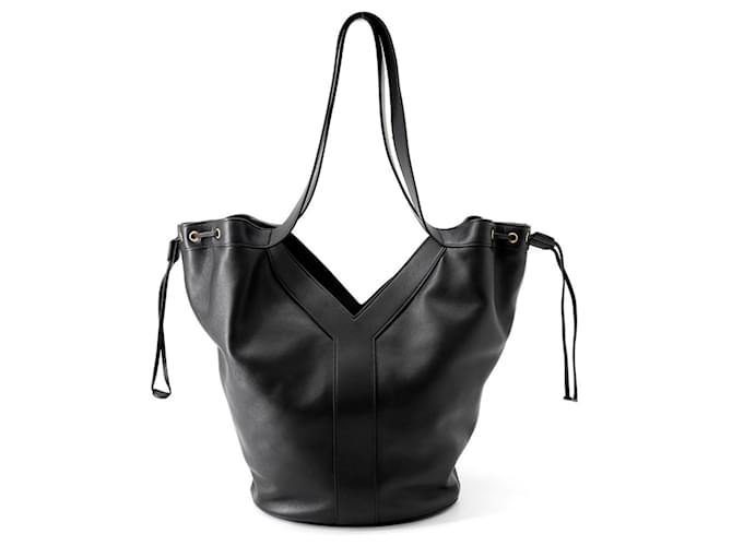 Sac cabas en cuir de veau noir Yves Saint Laurent 