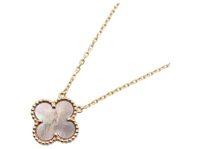Van Cleef & Arpels Vintage Alhambra Necklace Brown Golden 